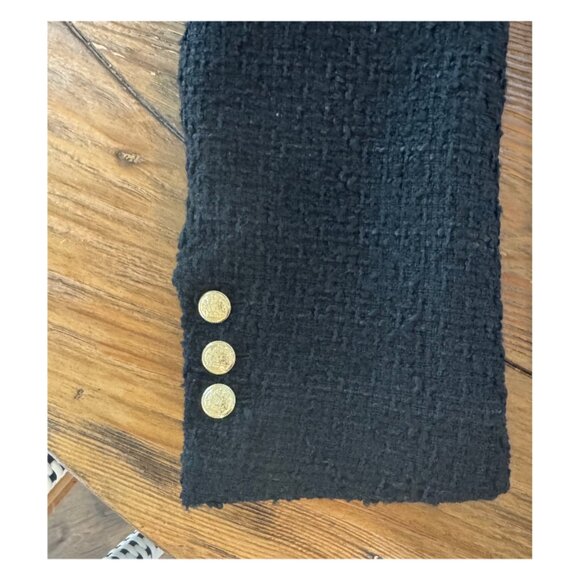 Zara Double Breasted Boucle Blazer with Gold Buttons  BLACK Size XL - Picture 5 of 5